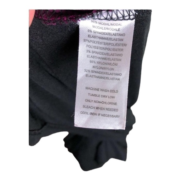 Lysse Black Purple Asymmetrical Long Sleeve Top Medium - Picture 11 of 11